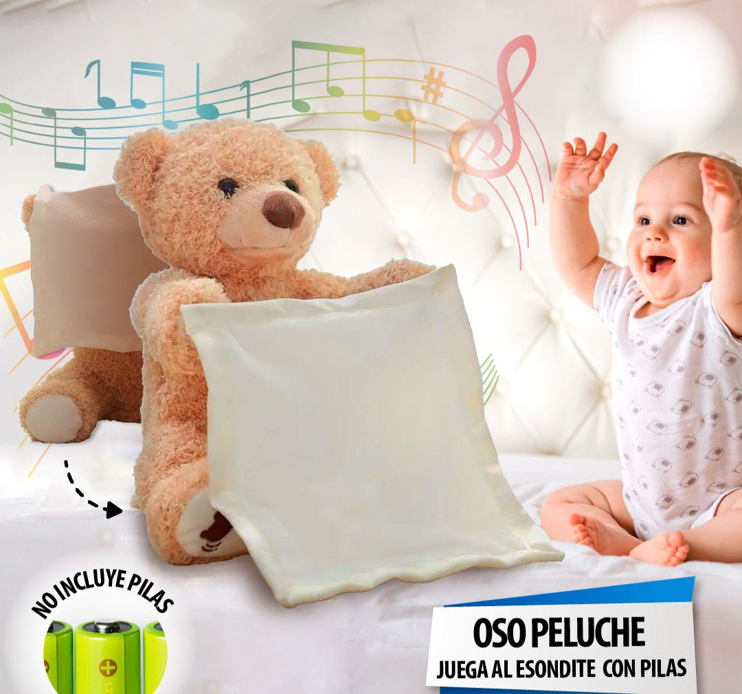 Peluche juega al escondite
